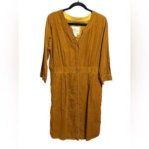 Bob‎ Timberlake Dark Camel Brown Corduroy Button Front Dress 14 Fall Transition